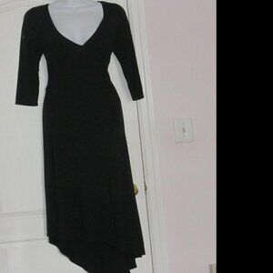 Escada black long gown evening black dress uneven hem sz Eur 42 US 12 MSRP $600